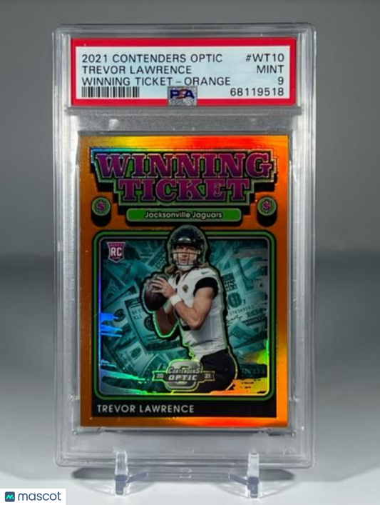 2021 Contenders Optic Trevor Lawrence Winning Ticket Orange 2/50 PSA 9 #WT10