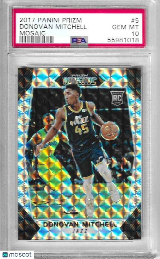 Donovan Mitchell PSA 10 GEM MINT 2017-18 Panini Prizm Mosaic RC #5 Cavs