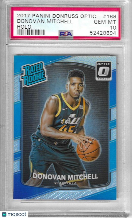 2017 Donruss Optic #188 Donovan Mitchell Holo Prizm PSA 10 Rookie RC