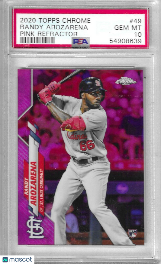 2020 Topps Chrome Randy Arozarena Pink Refractor RC #49 PSA 10 GEM MT Cardinals