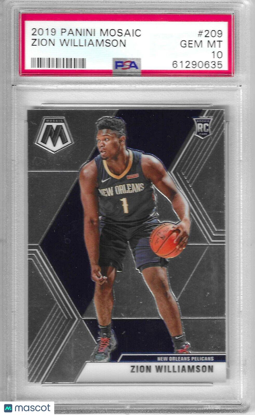 2019-20 Mosaic Zion Williamson RC #209 PSA 10 GEM Mint Pelicans Rookie Card