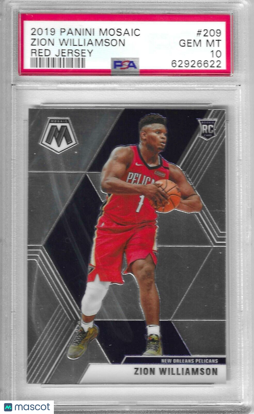 2019 Panini Mosaic Zion Williamson Red Jersey RC Variation PSA 10 Pelicans #209