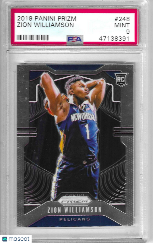 2019-20 Panini Prizm Zion Williamson #248 Rookie PSA 9 Mint Pelicans