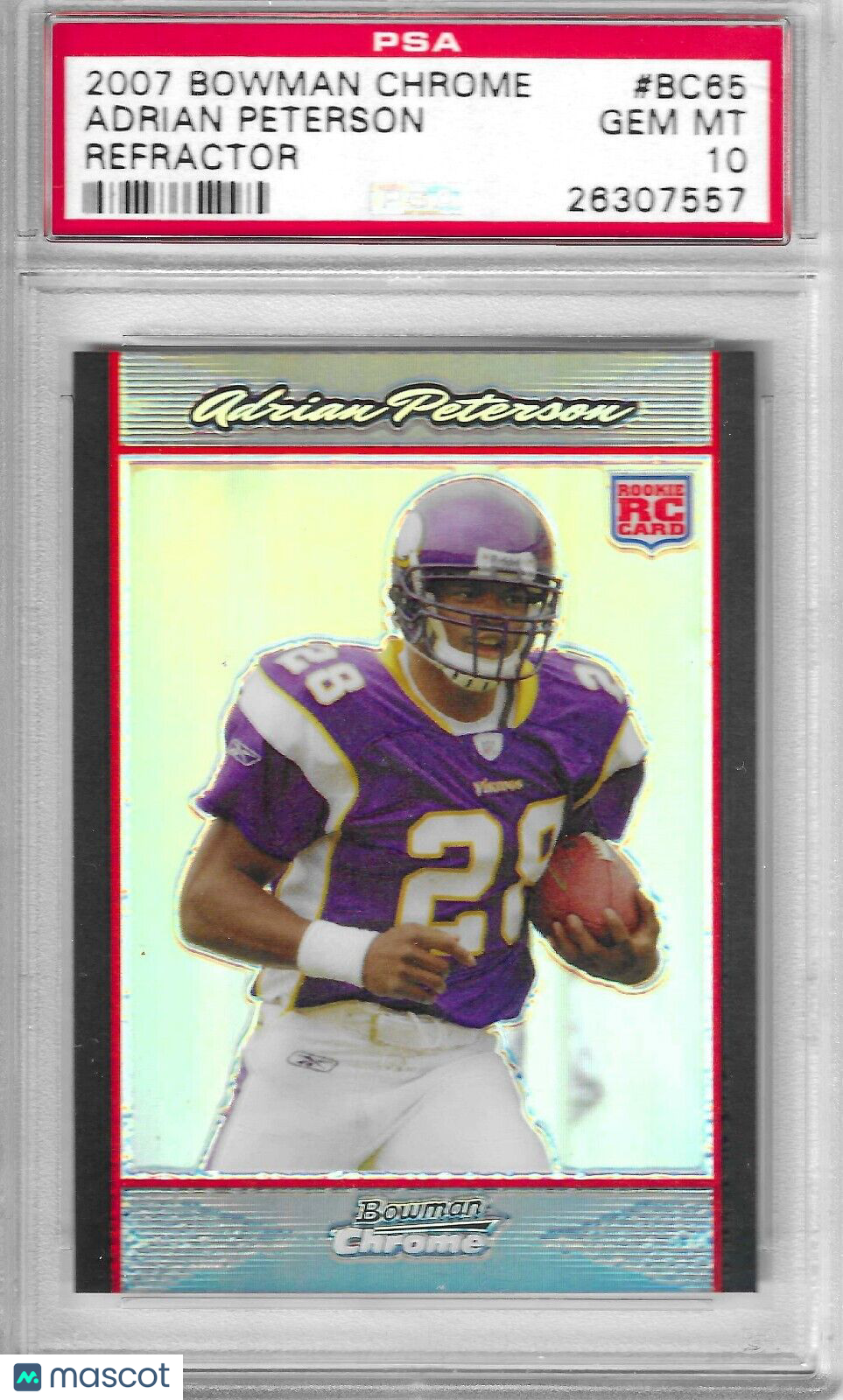 Adrian Peterson Rookie Card 2007 Bowman Chrome Refractor #BC65 PSA 10