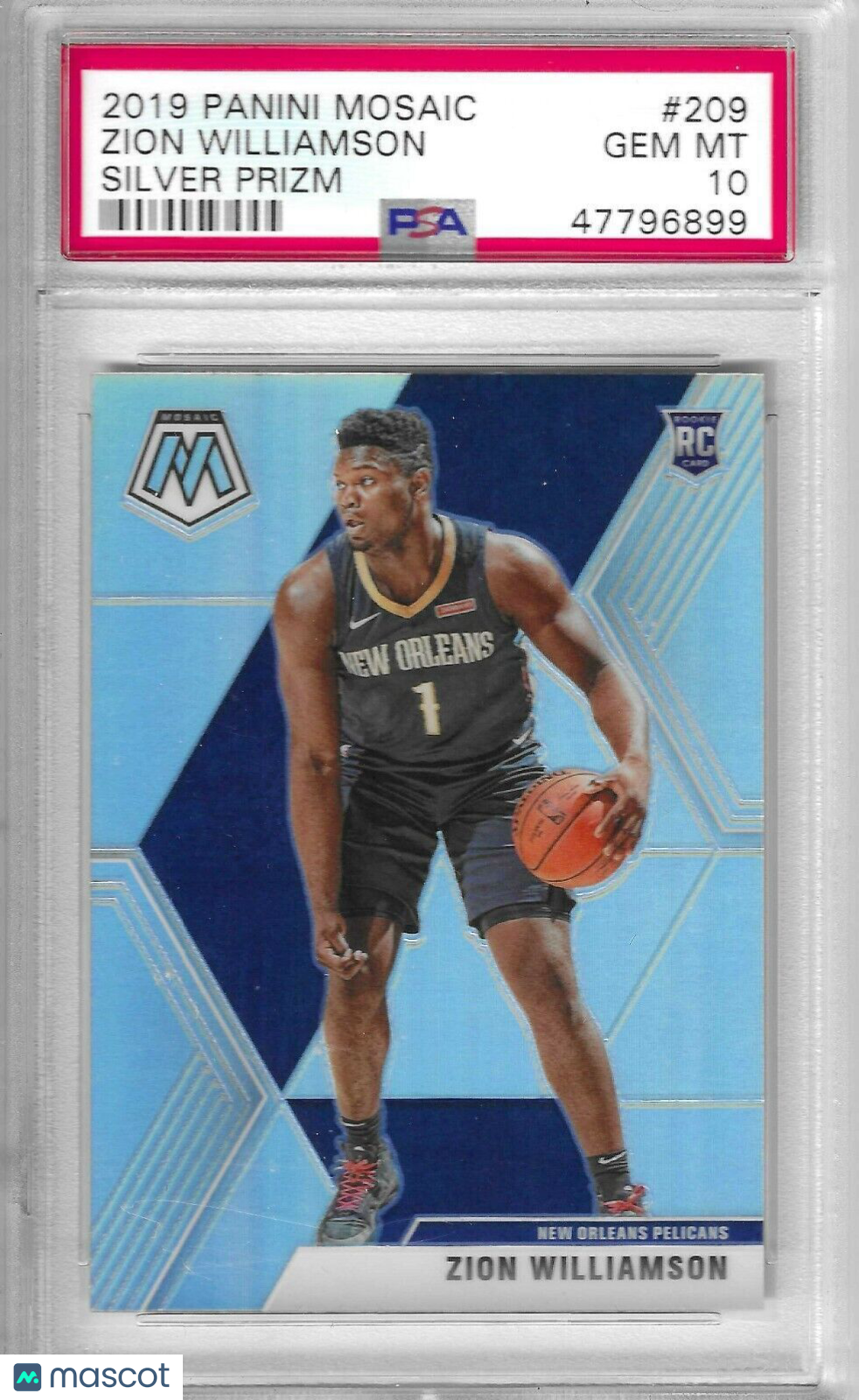 2019-20 PANINI MOSAIC SILVER ZION WILLIAMSON RC #209 PSA 10