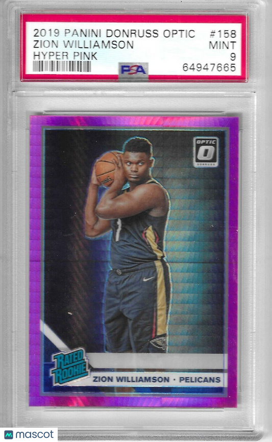 2019 OPTIC HYPER PINK ZION WILLIAMSON #158 RATED ROOKIE RC PSA 9