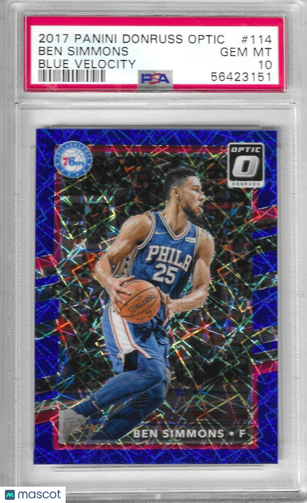 Ben Simmons 2017-18 Donruss Optic BLUE VELOCITY HOLO PRIZM #114 PSA 10 GEM MINT