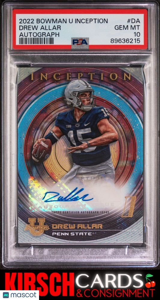 Drew Allar 2022 Bowman University Inception Autographs #DA Auto PSA 10