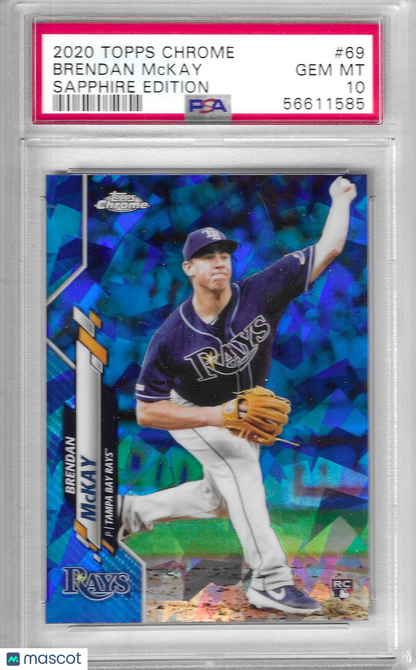 Brendan McKay 2020 Topps Chrome Sapphire Edition RC #69 PSA 10 Tampa Bay Rays