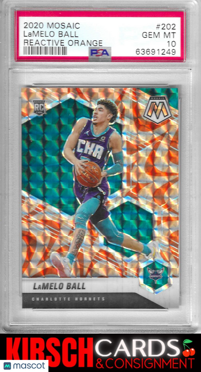 LaMelo Ball 2020-21 Panini Mosaic #202 Mosaic Reactive Orange RC PSA 10 Hornets