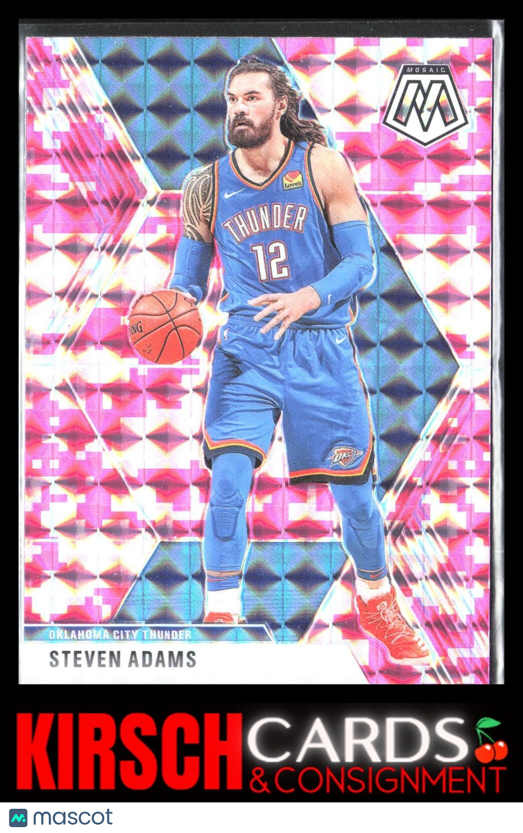 Steven Adams 2019 2019-20 Panini Mosaic #173 Camo Pink Oklahoma City Thunder