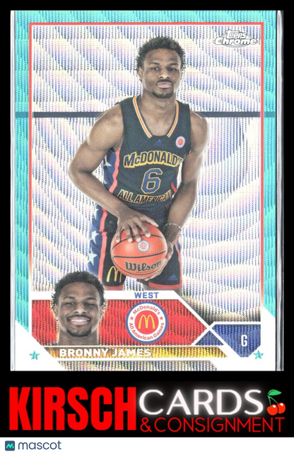 Bronny James 2023 Topps Chrome McDonald's AM #68 Aqua Wave Refractor #/199