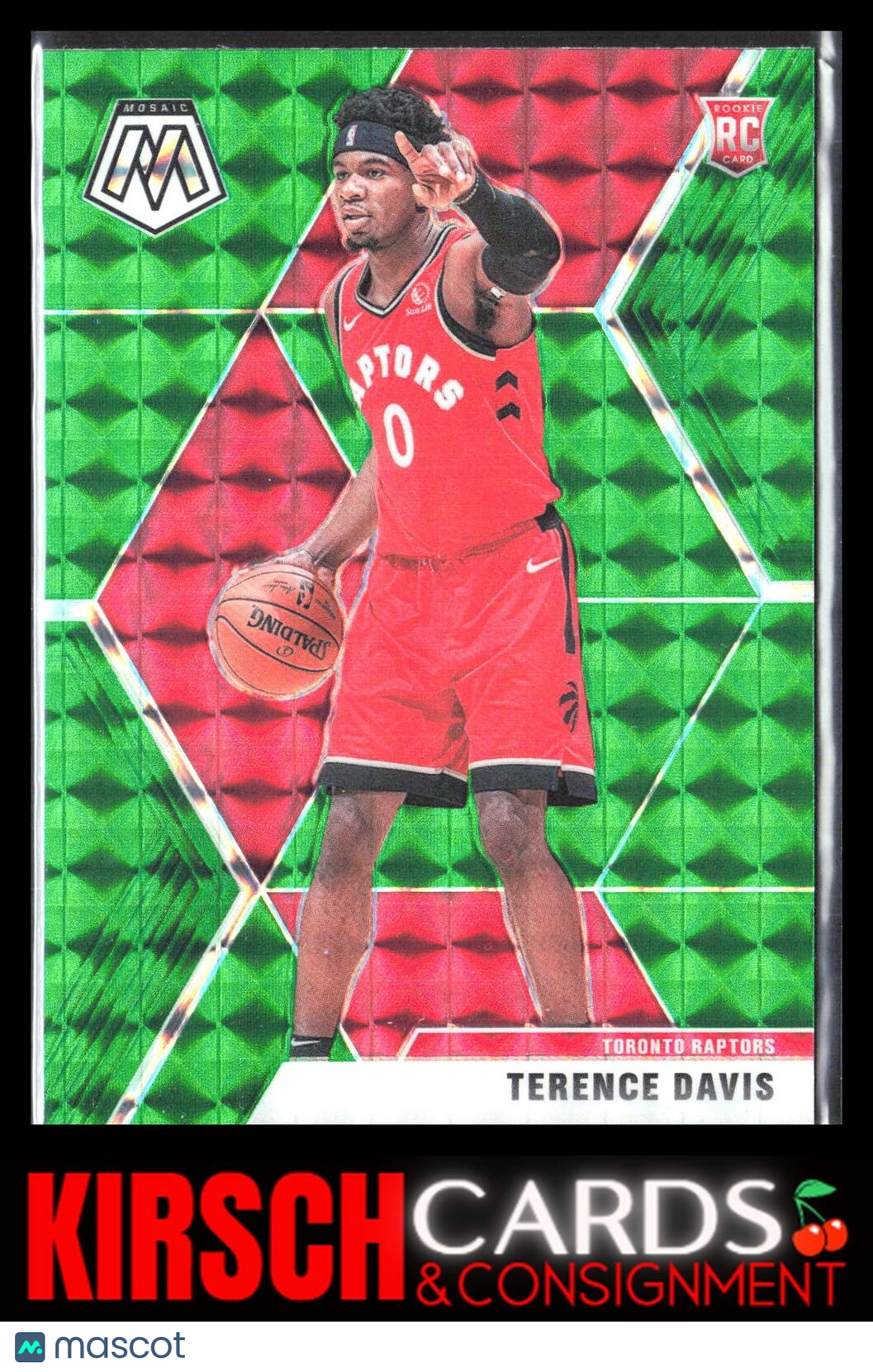 Terence Davis 2019 2019-20 Panini Mosaic #226 Green Prizm Toronto Raptors