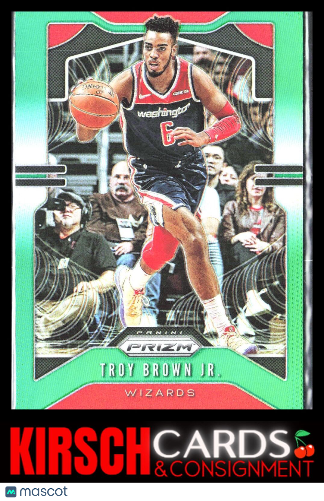 Troy Brown Jr. 2019 2019-20 Panini Prizm #196 Prizms Green Washington Wizards