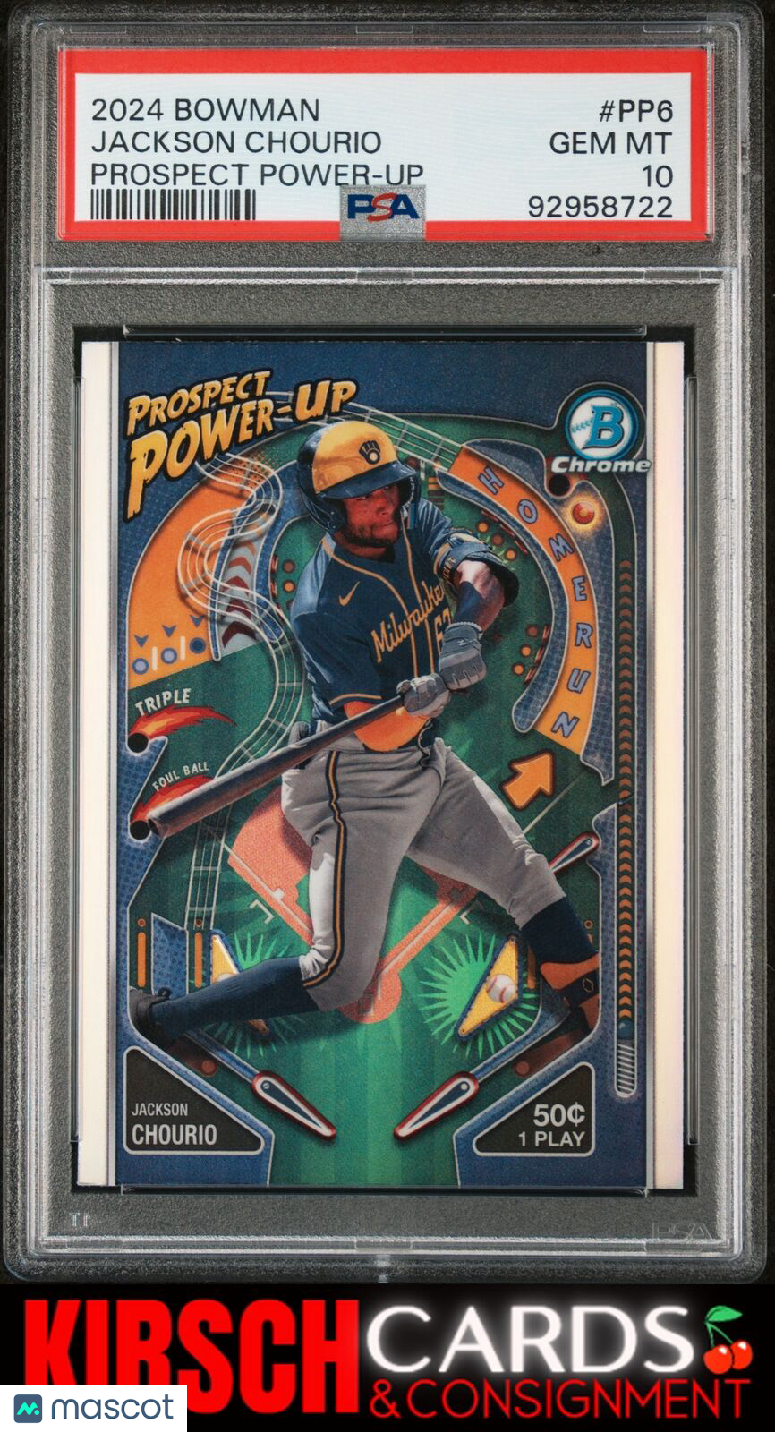 Jackson Chourio 2024 Bowman Prospect Power-Up #PP6 PSA 10 Milwaukee Brewers