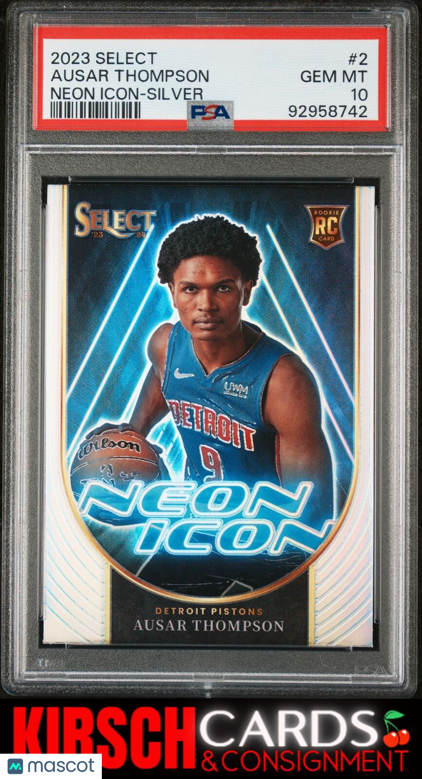 Ausar Thompson 2023 Panini Select Neon Icon #2 Neon Icon-Silver PSA 10