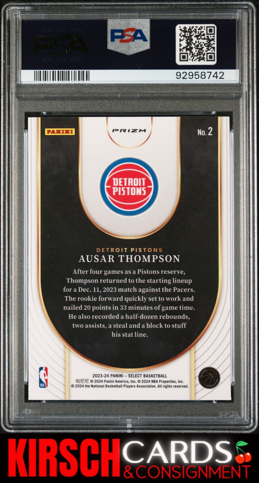 Ausar Thompson 2023 Panini Select Neon Icon #2 Neon Icon-Silver PSA 10