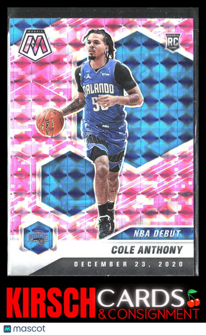 Cole Anthony 2020-21 Panini Mosaic #268 Mosaic Camo Pink Orlando Magic