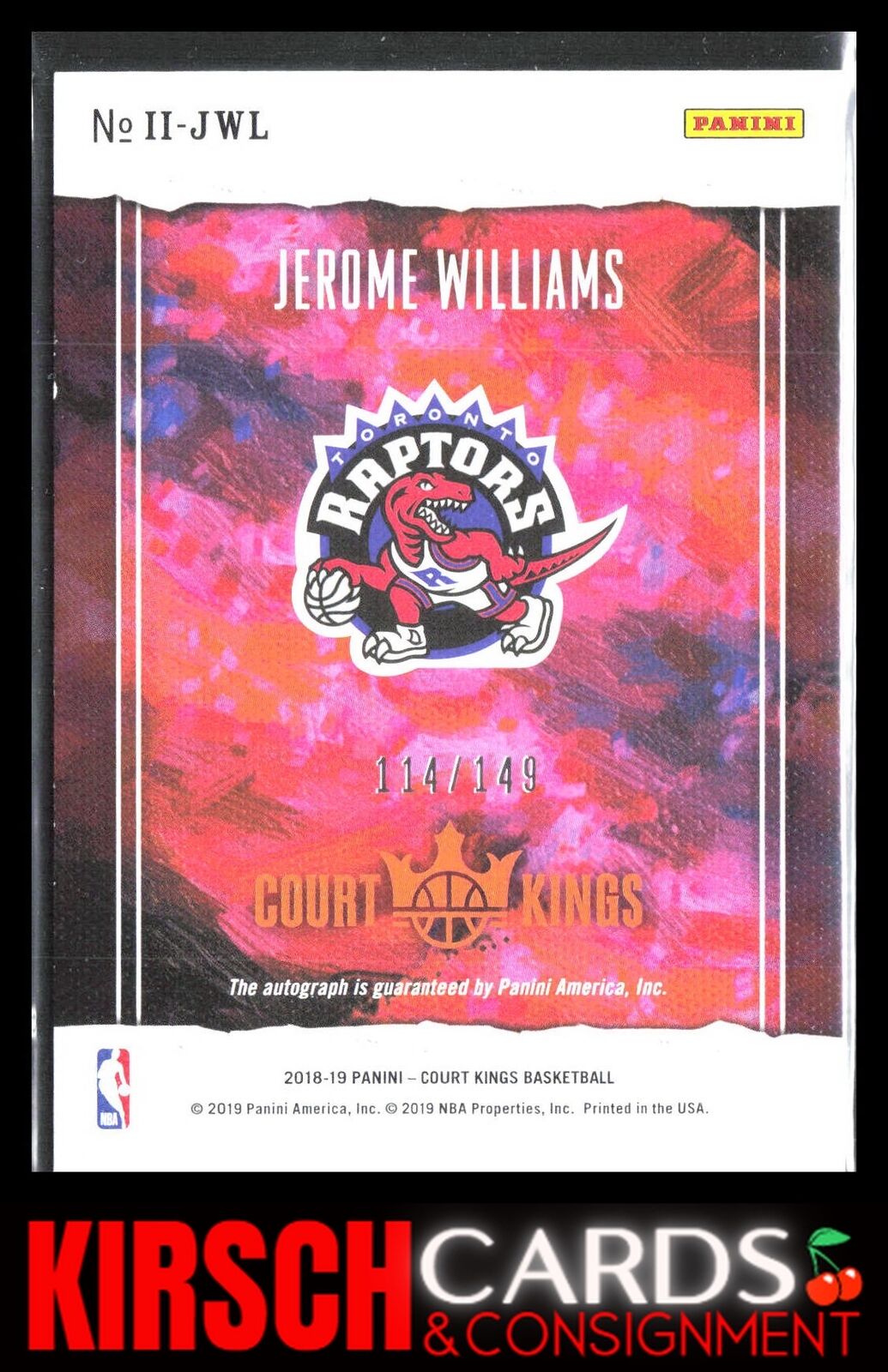 Jerome Williams 2018-19 Panini Court Kings #II-JWL Impressionist Ink #/149 Auto