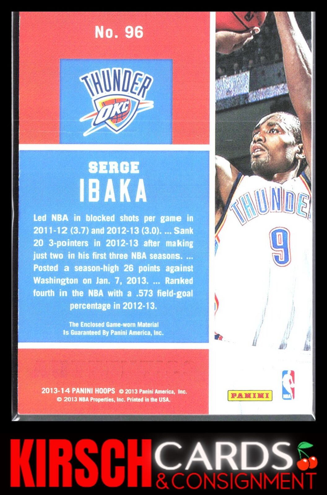 Serge Ibaka 2013-14 Hoops #96 Authentics Material