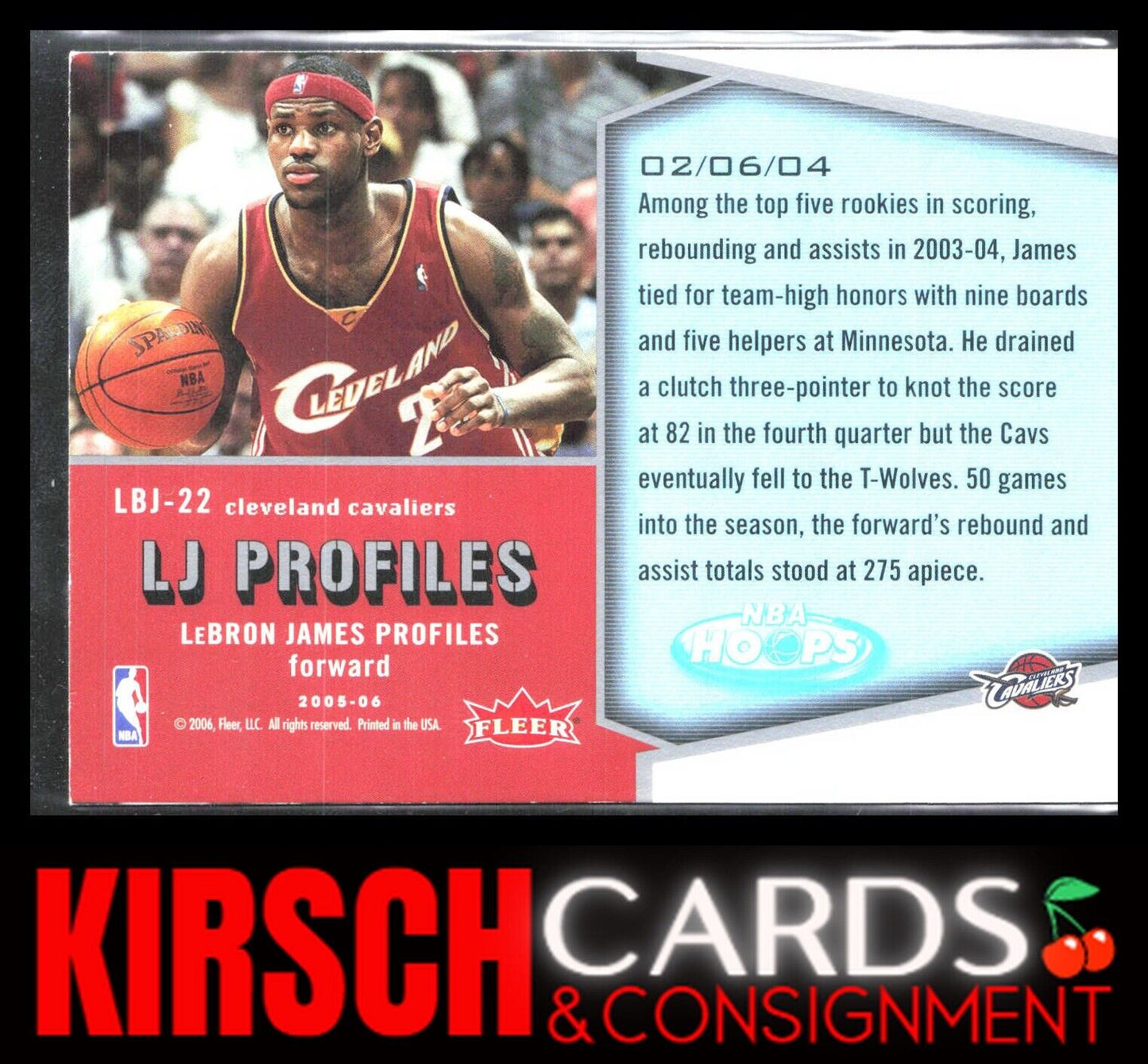 LeBron James 2005-06 Hoops #LBJ-22 LJ Profiles Cleveland Cavaliers