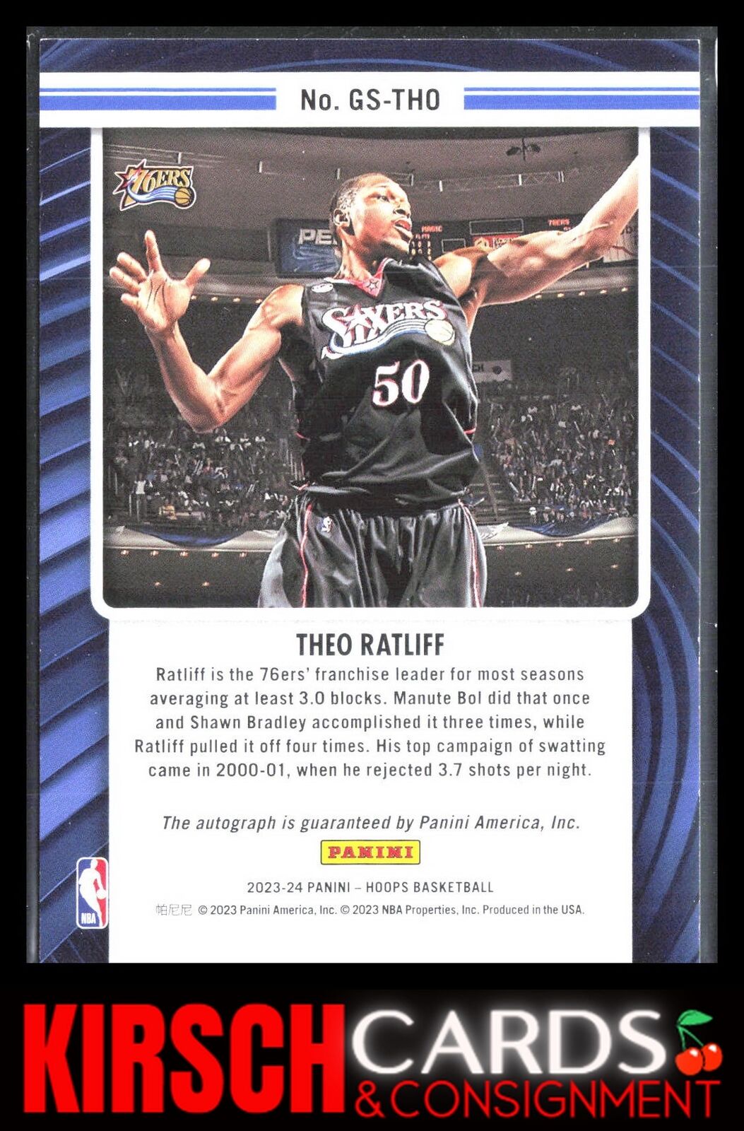 Theo Ratliff 2023-24 Hoops #GS-THO Great SIGnificance Philadelphia 76ers