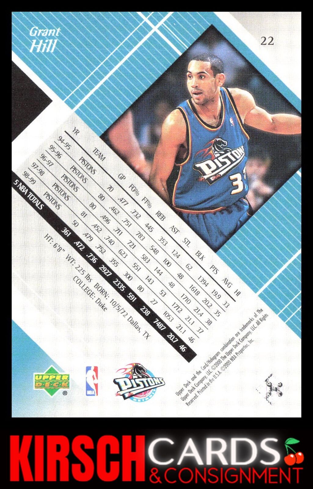 Grant Hill 1999-00 Upper Deck Black Diamond #22 Detroit Pistons