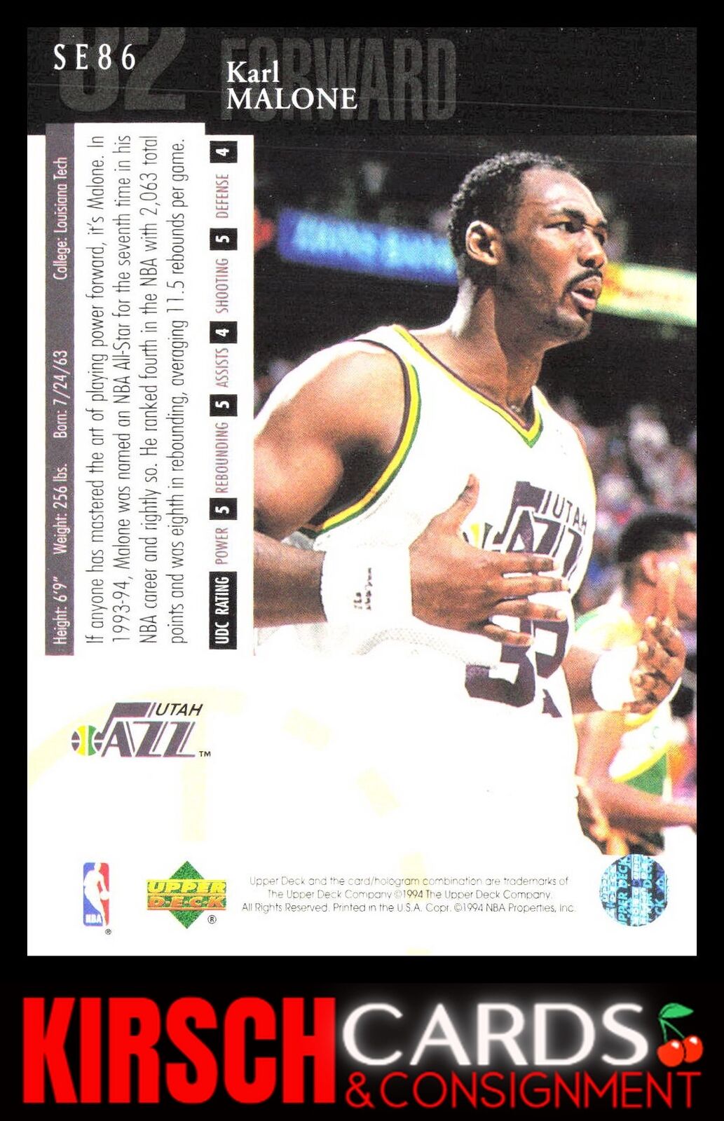 Karl Malone 1994-95 Upper Deck #SE86 Special Edition Utah Jazz