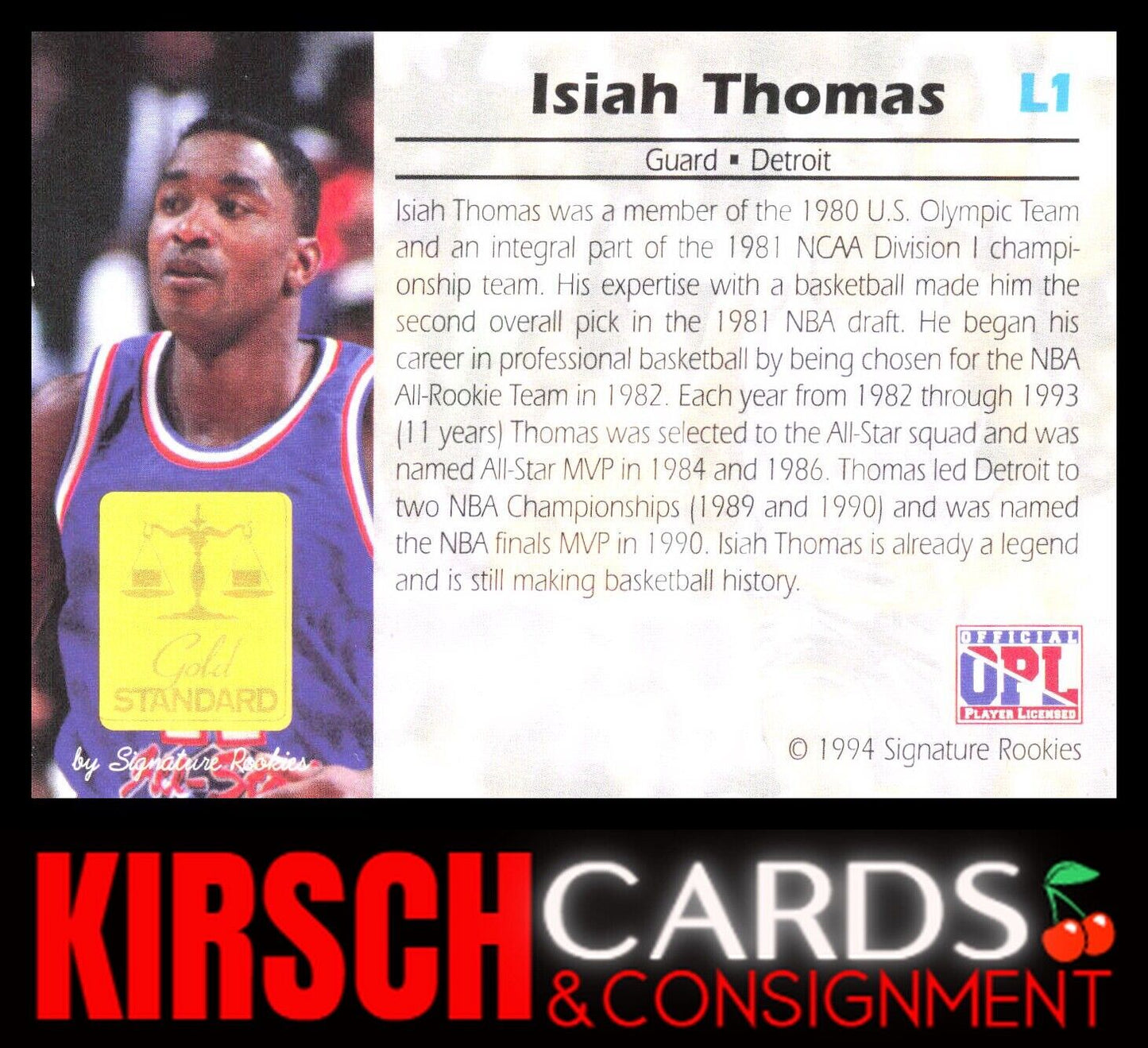 Isiah Thomas 1994 Signature Rookies Gold Standard #L1 Legends Detroit Pistons