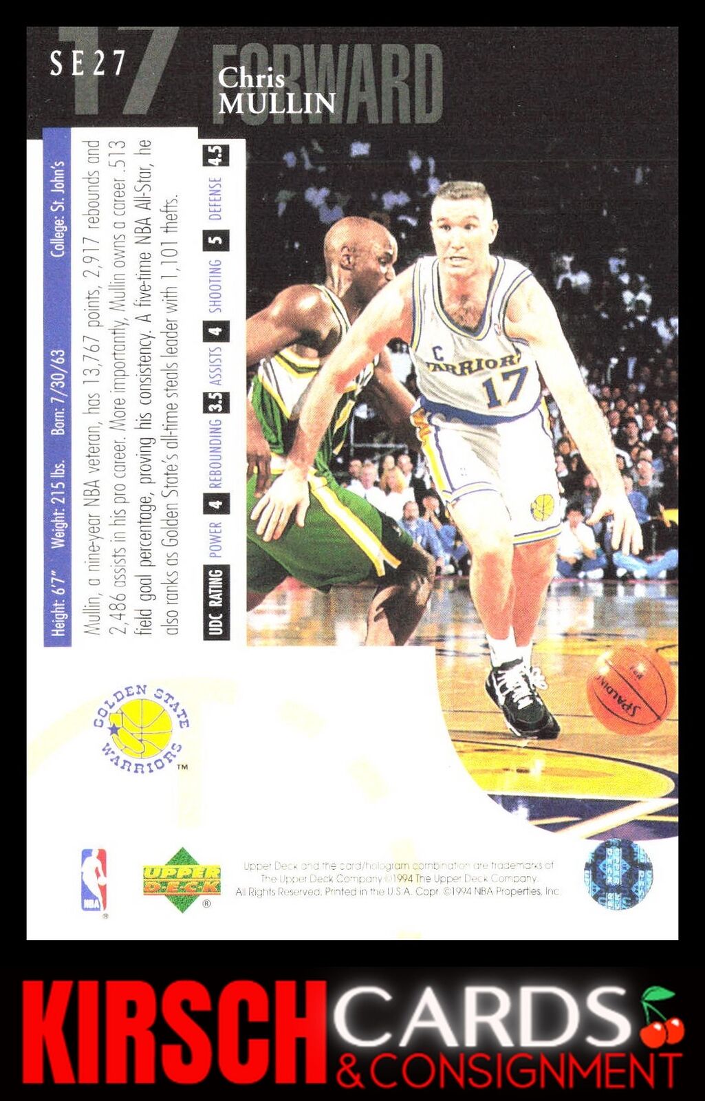 Chris Mullin 1994-95 Upper Deck #SE27 Special Edition Golden State Warriors