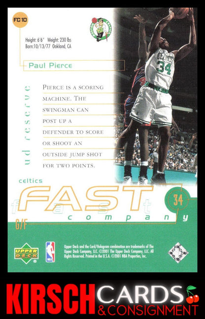 Paul Pierce 2000-01 UD Reserve #FC10 Fast Company Boston Celtics