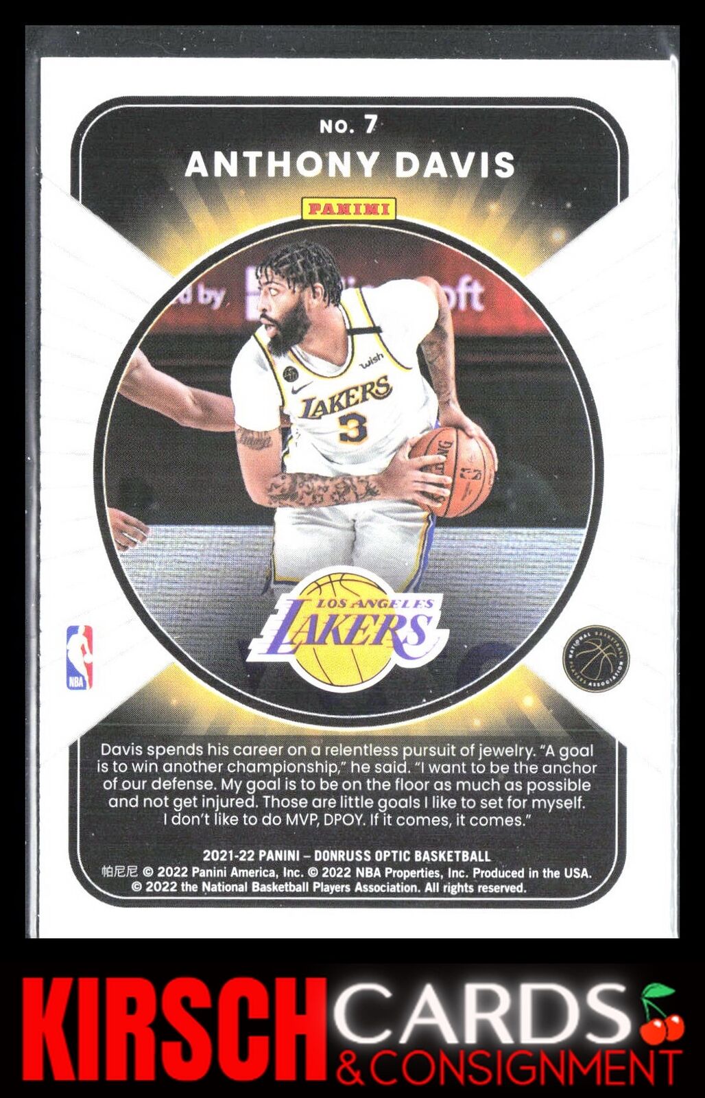 Anthony Davis 2021-22 Donruss Optic #7 Winner Stays Los Angeles Lakers