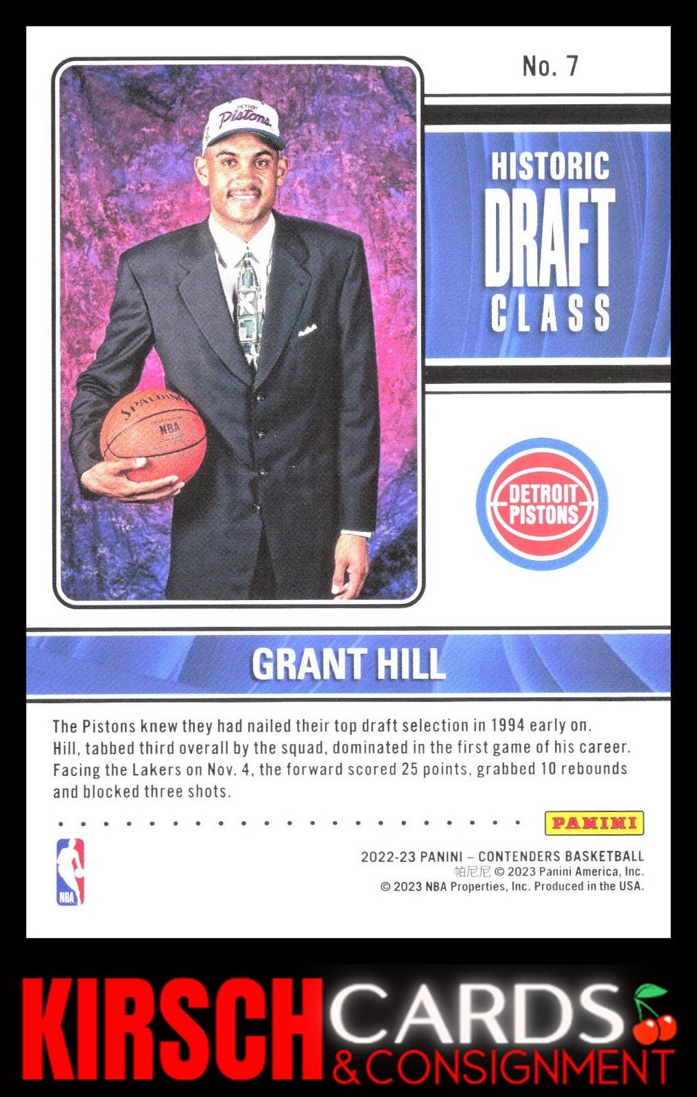 Grant Hill 2022-23 Panini Contenders #7 Historic Draft Class Contenders Detroit