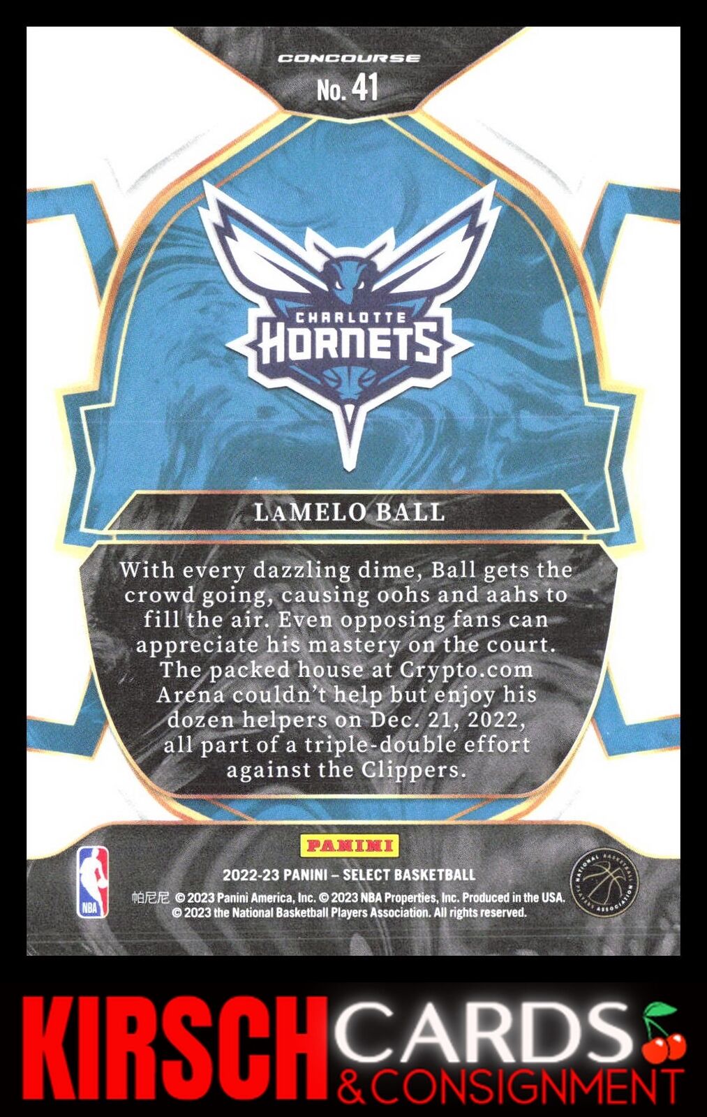 LaMelo Ball 2022-23 Panini Select #41 Blue (Retail Base) Charlotte Hornets