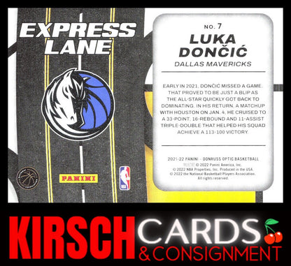 Luka Doncic 2021-22 Donruss Optic #7 Express Lane Dallas Mavericks