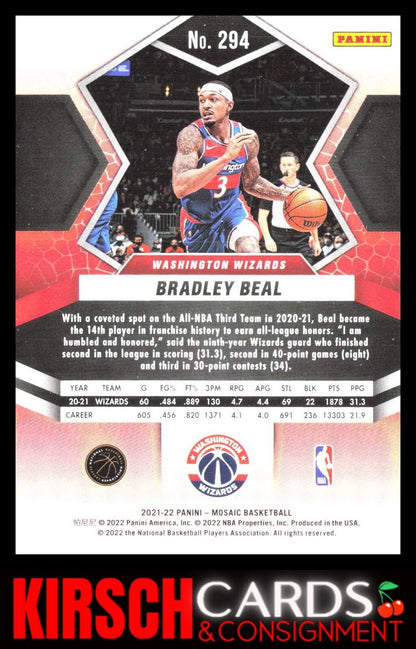 Bradley Beal 2021-22 Panini Mosaic #294 Washington Wizards