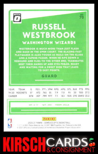 Russell Westbrook 2020-21 Donruss Optic #70 Washington Wizards