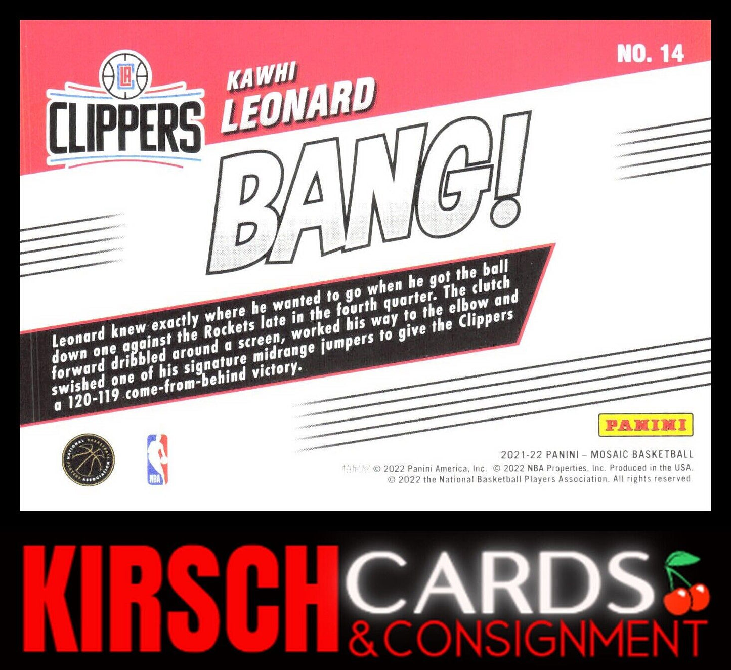 Kawhi Leonard 2021-22 Panini Mosaic #14 Bang! Los Angeles Clippers