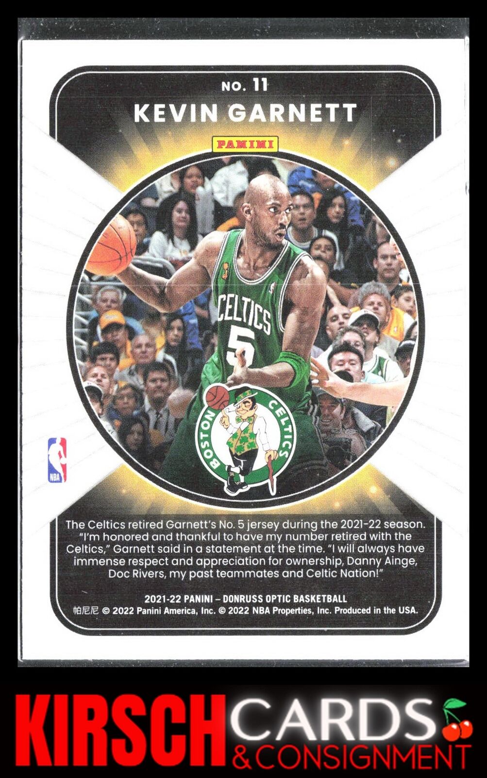 Kevin Garnett 2021-22 Donruss Optic #11 Winner Stays Boston Celtics