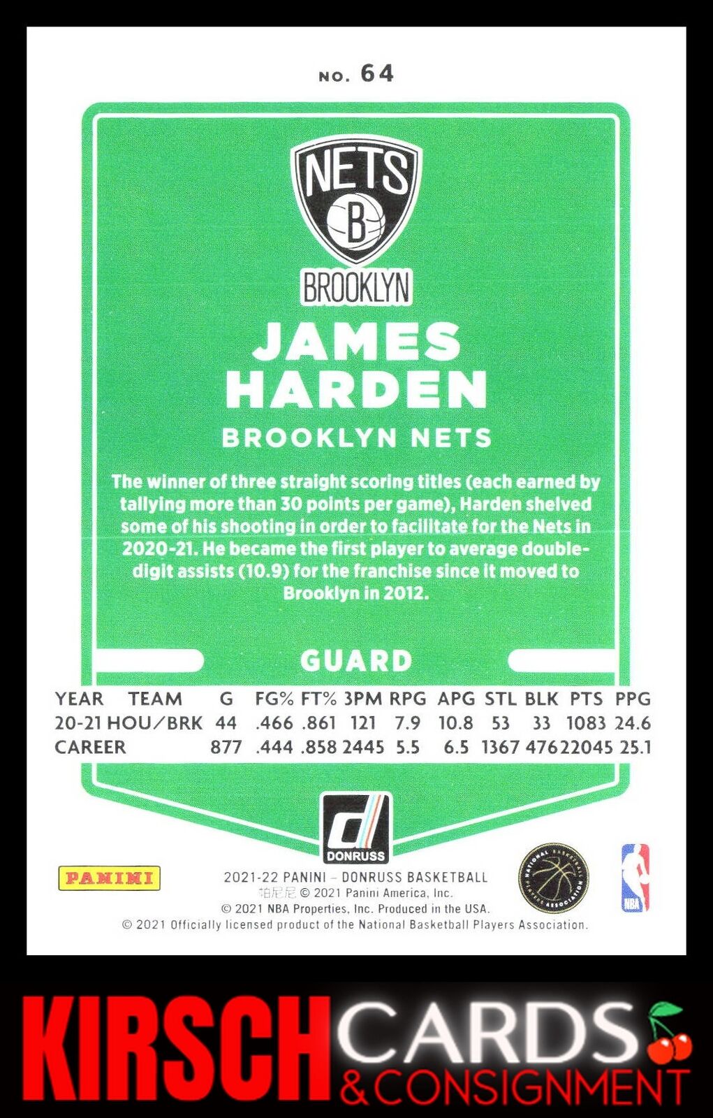 James Harden 2021-22 Donruss #64 Brooklyn Nets