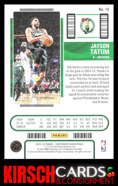 Jayson Tatum 2022-23 Panini Contenders #10 Season Ticket Retail Boston Celtics