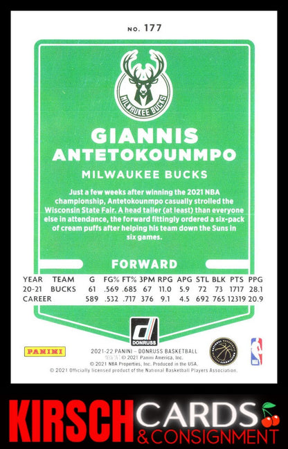 Giannis Antetokounmpo 2021-22 Donruss #177 Milwaukee Bucks