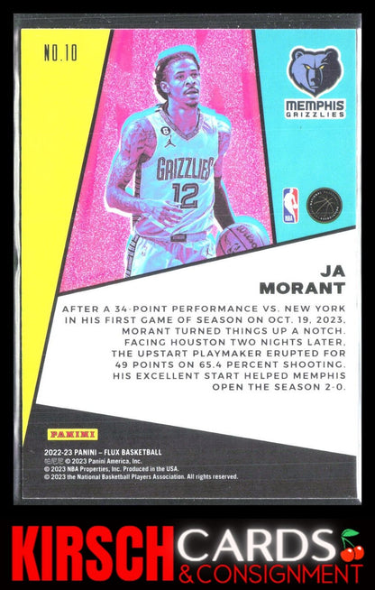 Ja Morant 2022-23 Panini Flux #10 Flux Appeal Memphis Grizzlies