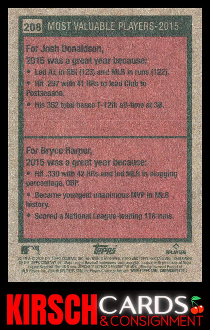 2015 MVPs (Josh Donaldson / Bryce Harper) 2024 Topps Heritage #208