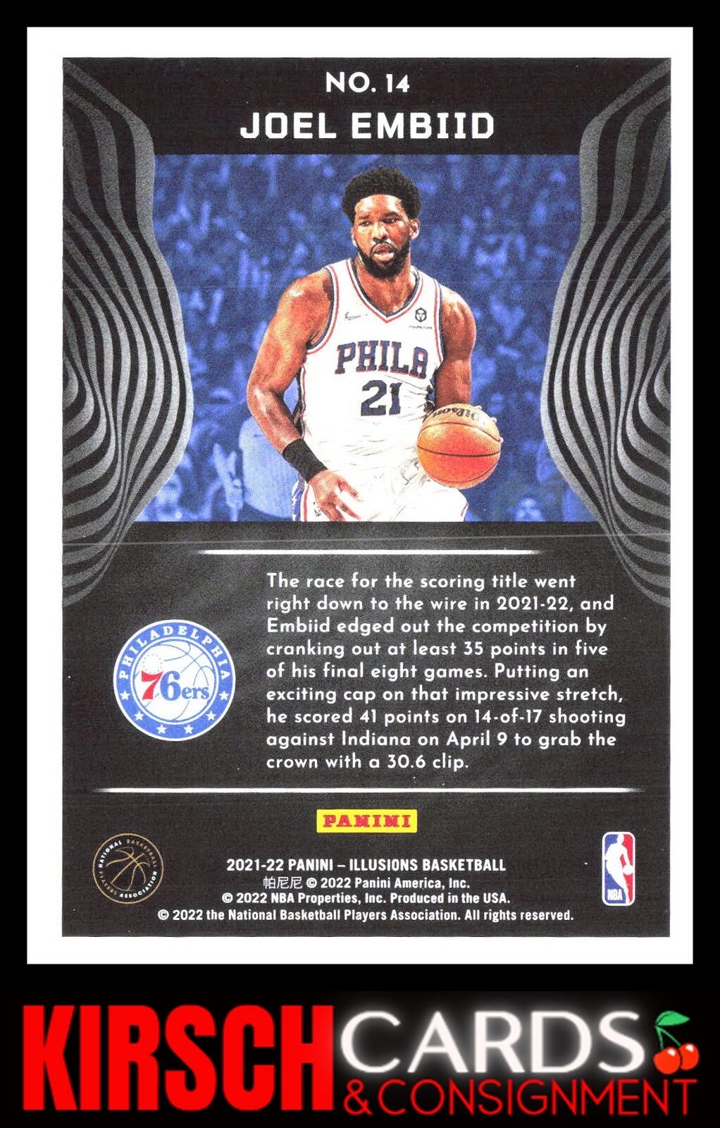 Joel Embiid 2021-22 Panini Illusions #14 Philadelphia 76ers