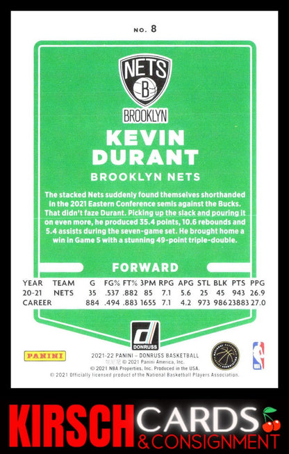 Kevin Durant 2021-22 Donruss #8 Brooklyn Nets