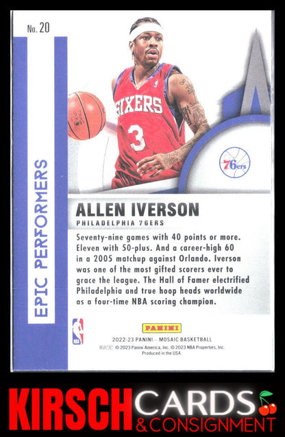 Allen Iverson 2022-23 Panini Mosaic #20 Epic Performers Philadelphia 76ers