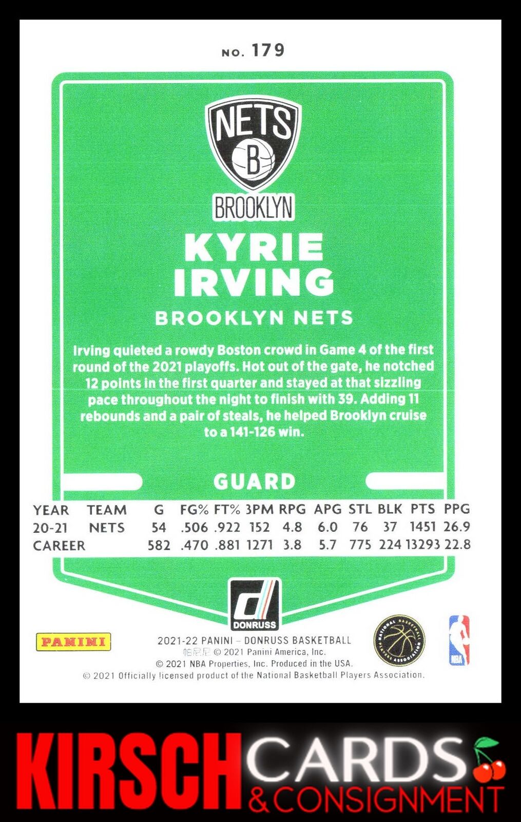 Kyrie Irving 2021-22 Donruss #179 Brooklyn Nets