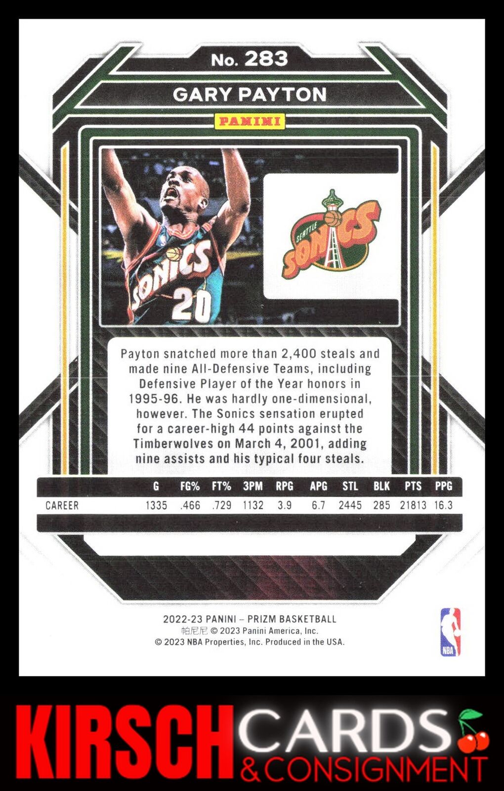 Gary Payton 2022-23 Panini Prizm #283 Seattle Supersonics