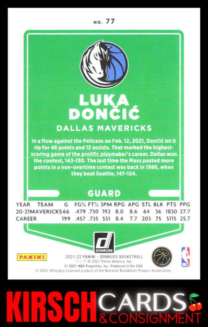 Luka Doncic 2021-22 Donruss #77 Dallas Mavericks